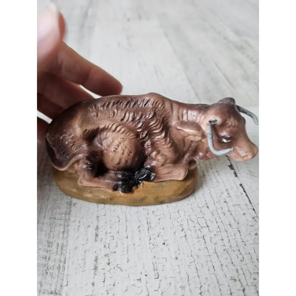 Vintage‎ Japan cow nativity Xmas statue figurine decor
